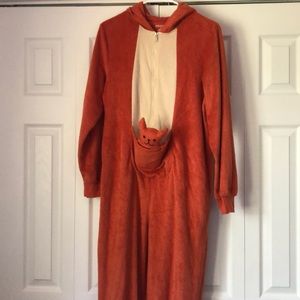 Medium burnt orange Kangaroo Target onesie with Joey in pouch